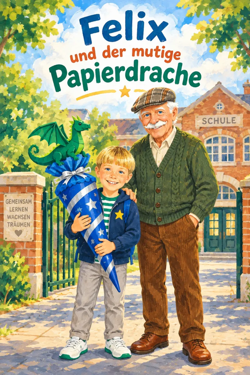 Portada del libro personalizado «Felix», personajes dibujados a partir de fotos reales