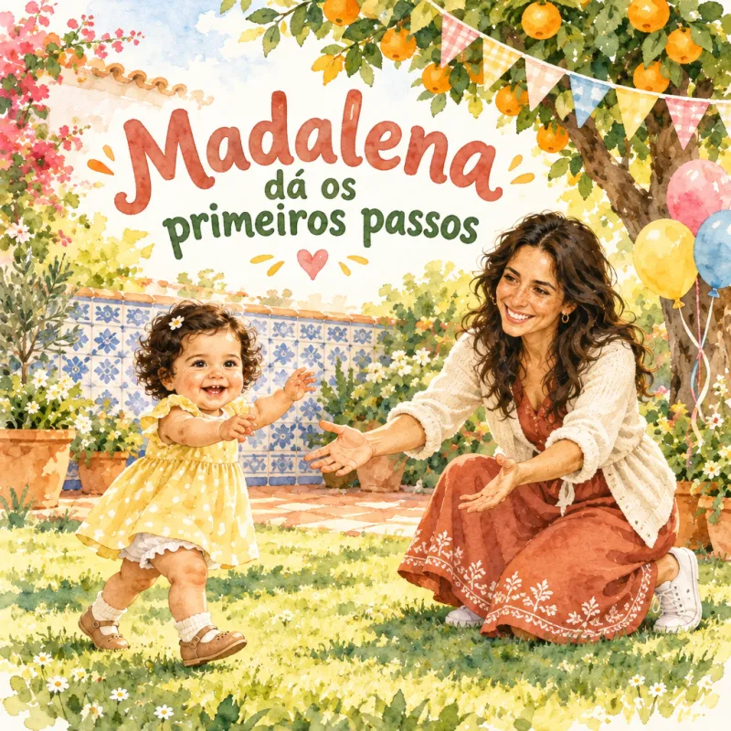 Copertina del libro personalizzato «Madalena», personaggi disegnati da foto reali